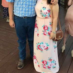 Pink floral maxi dress